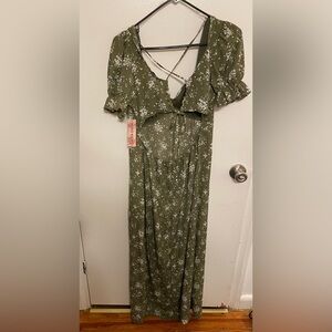 Inspired Hearts Olive Floral Maxi Dress